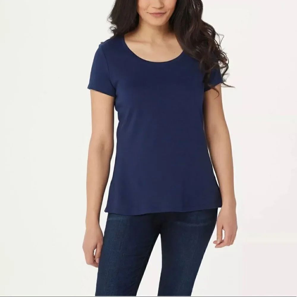 Isaac Mizrahi Live! Essentials Scoop-Neck Side Slit Top